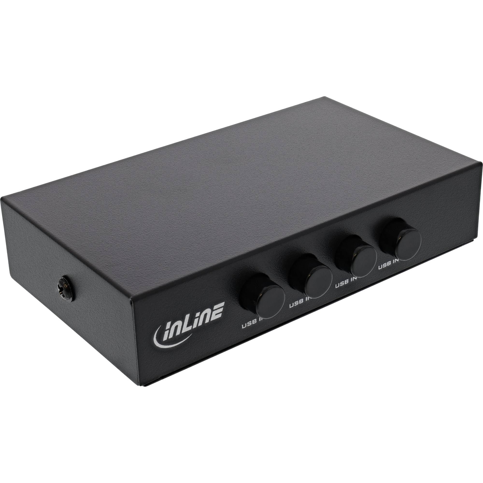 INLINE - USB 2.0 Umschalter manuell - USB-A Gerät an 4 Computer