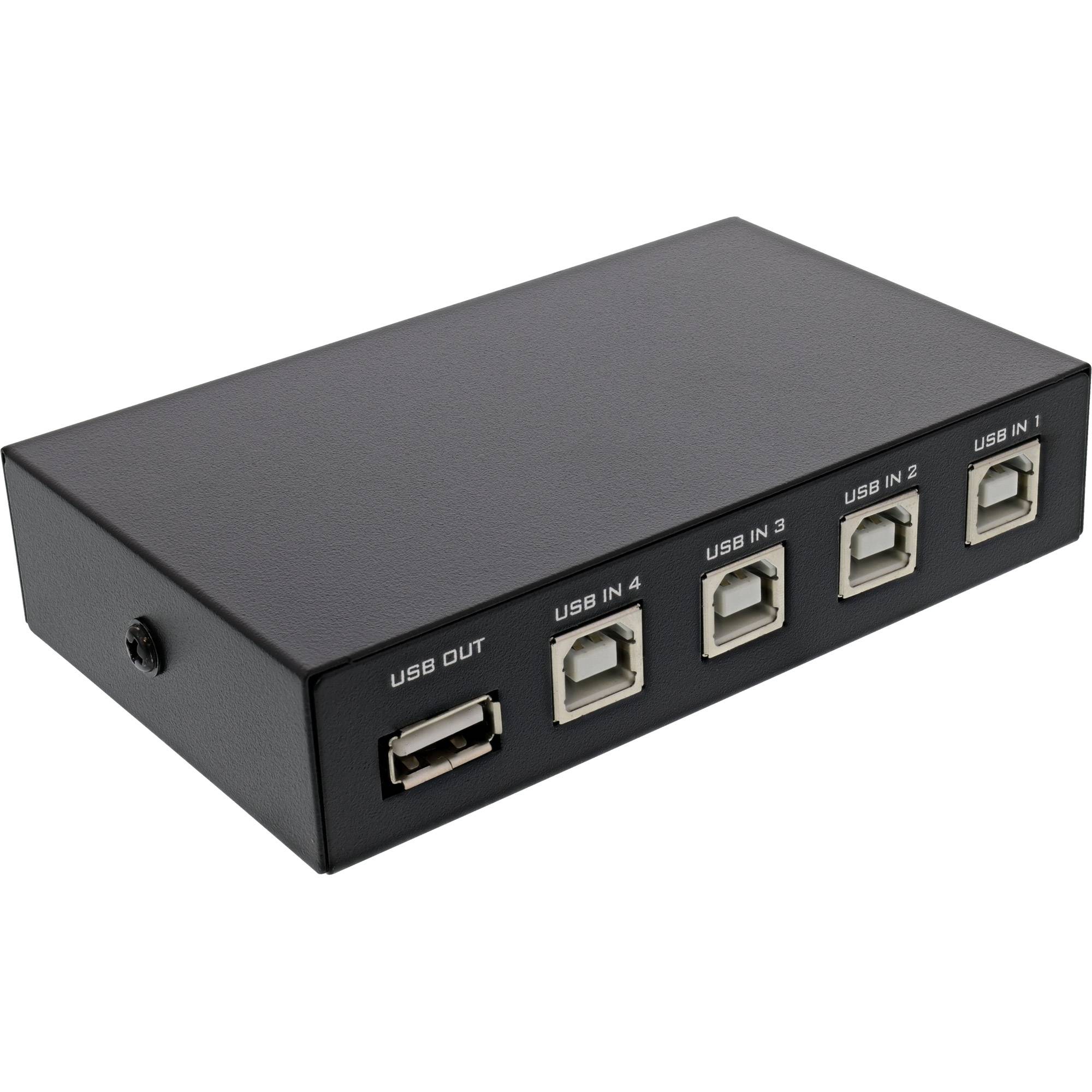 INLINE - USB 2.0 Umschalter manuell - USB-A Gerät an 4 Computer