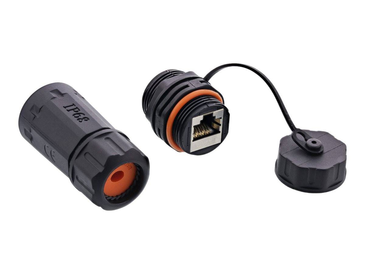 INLINE - Patchkabelkupplung Cat.6A - wasserdicht IP68 - 2x RJ45 Buchse - geschirmt