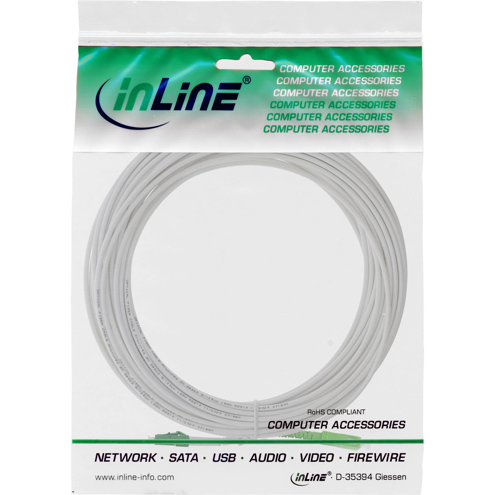 INLINE - LWL Simplex Kabel - FTTH - LC/APC 8° zu SC/APC 8° - 9/125µm - OS2 - 40m