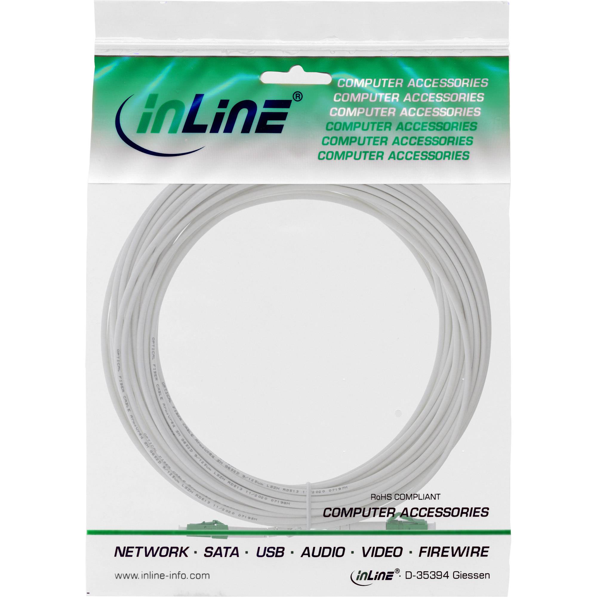 INLINE - LWL Simplex Kabel - FTTH - LC/APC 8° zu LC/APC 8° - 9/125µm - OS2 - 50m