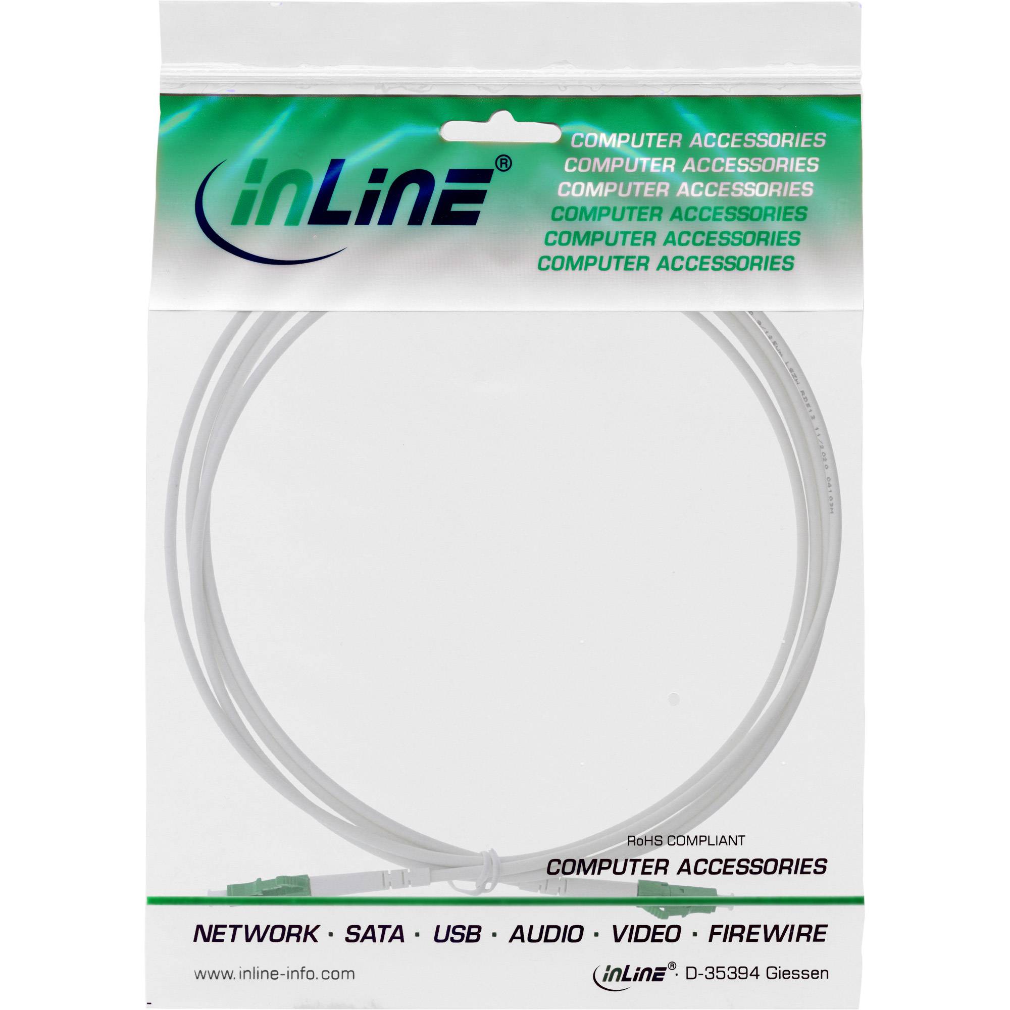 INLINE - LWL Simplex Kabel - FTTH - LC/APC 8° zu LC/APC 8° - 9/125µm - OS2 - 30m