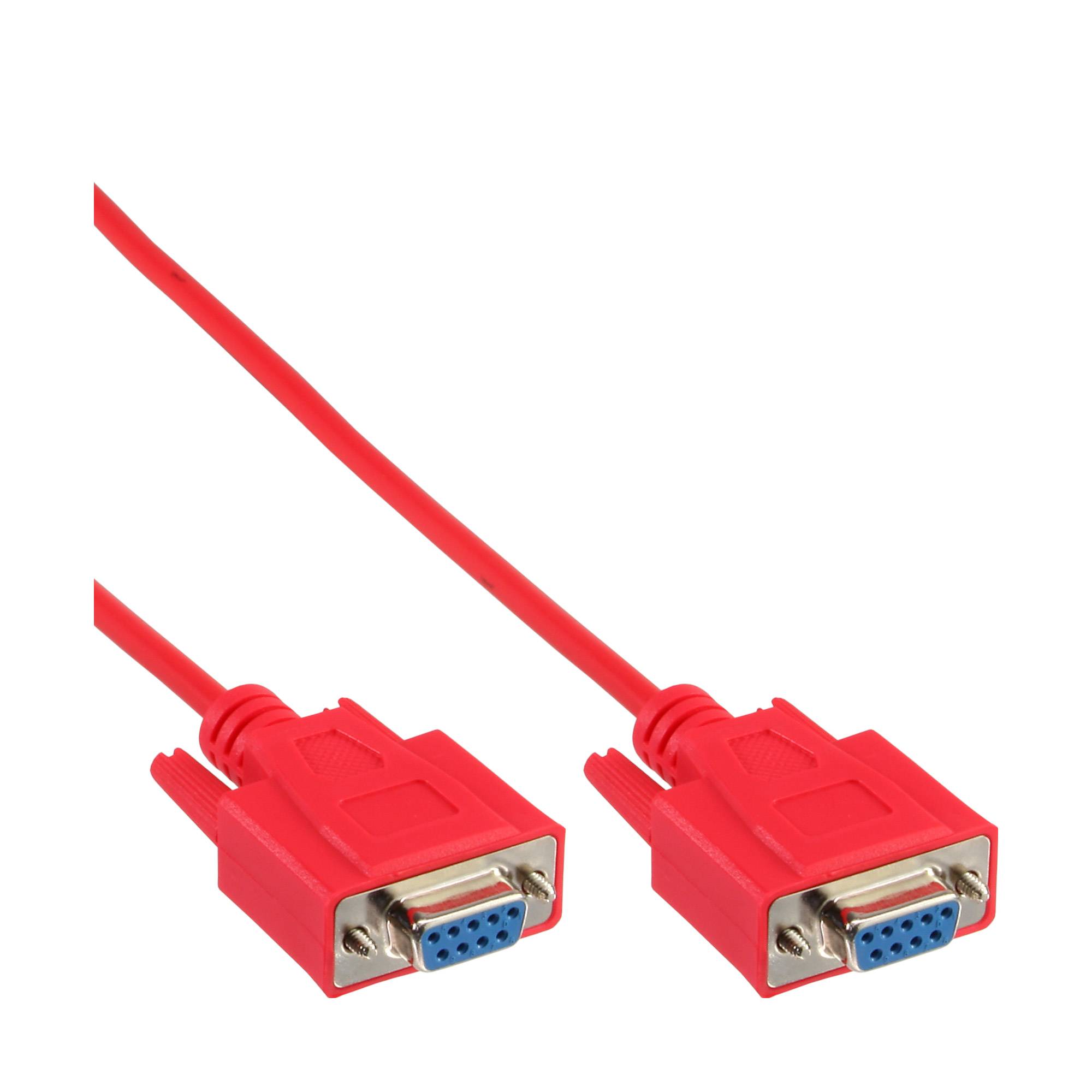 INLINE - Nullmodemkabel - 9pol Buchse / Buchse - vergossen - rot - 2m
