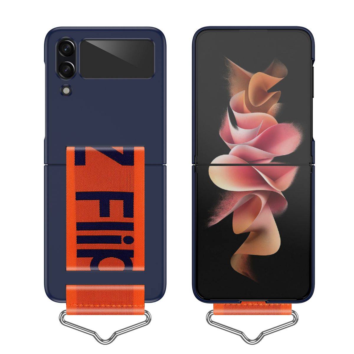 Für Samsung Galaxy Z Flip4 5G Kunststoff Design Handy Tasche Hülle Etuis Dunkelblau