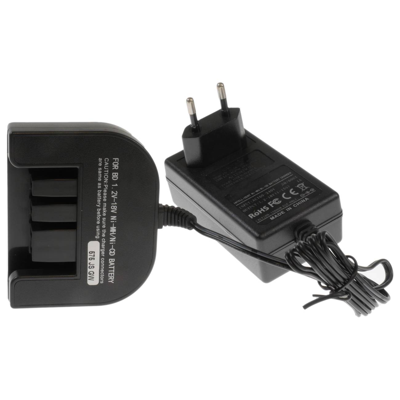 Schnell-Ladegerät passend für Black & Decker Akku 244760-00, A1718, A18-XJ, FS18BX, FS18JV, FS18 SBX