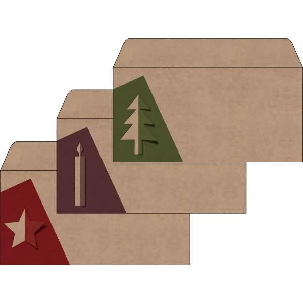 Weihnachtsumschlag-Set DINlang 100g 25 Stück Kraftpapier Cut-out style