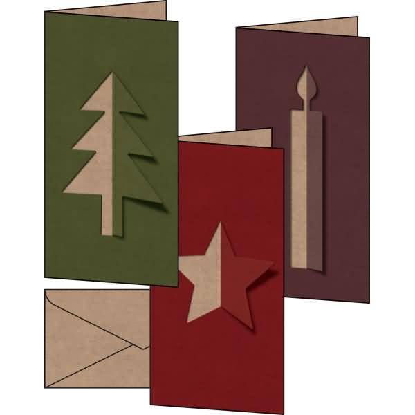 Weihnachtskarte-Set DL 225g 10+10 Stück Kraftkarton Cut-out style