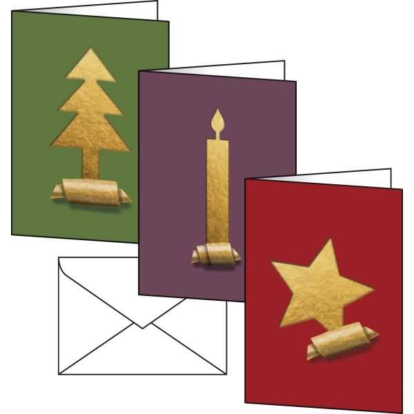 Weihnachtskarte-Set A6 (A5) 250g 10+10 Stück Cut-out style (gold)