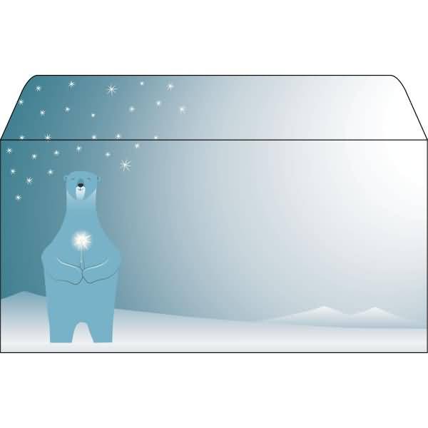 Weihnachtsumschlag DIN lang 90g 25 Stück Polar bear with candle