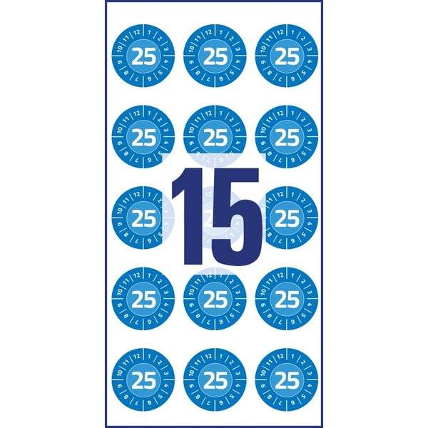 Prüfplaketten 2025 20mm VE=120 Etiketten blau