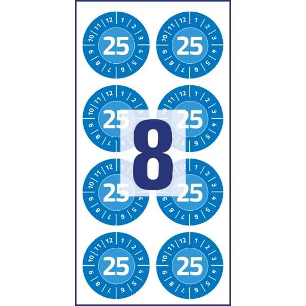 Prüfplaketten 2025 30mm VE=80 Etiketten blau