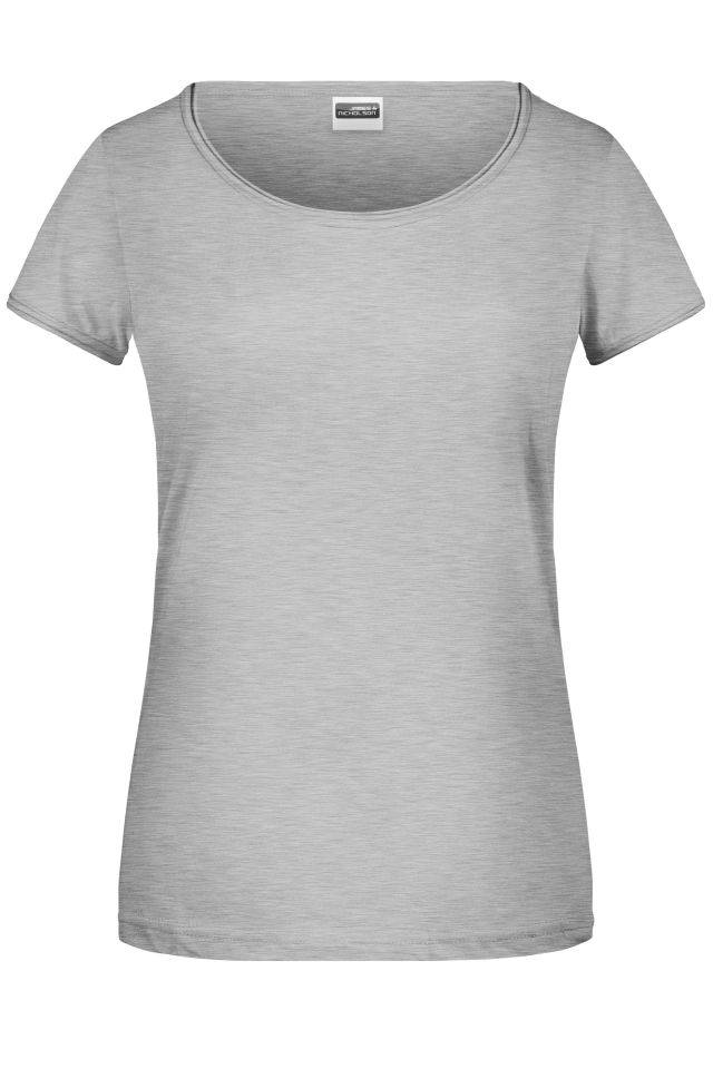 Ladies'-T T-Shirt mit trendigem Rollsaum grau, Gr. M