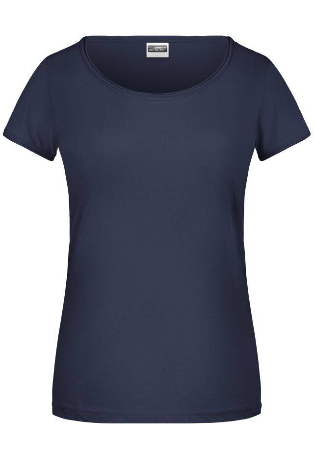 Ladies'-T T-Shirt mit trendigem Rollsaum blau, Gr. XS