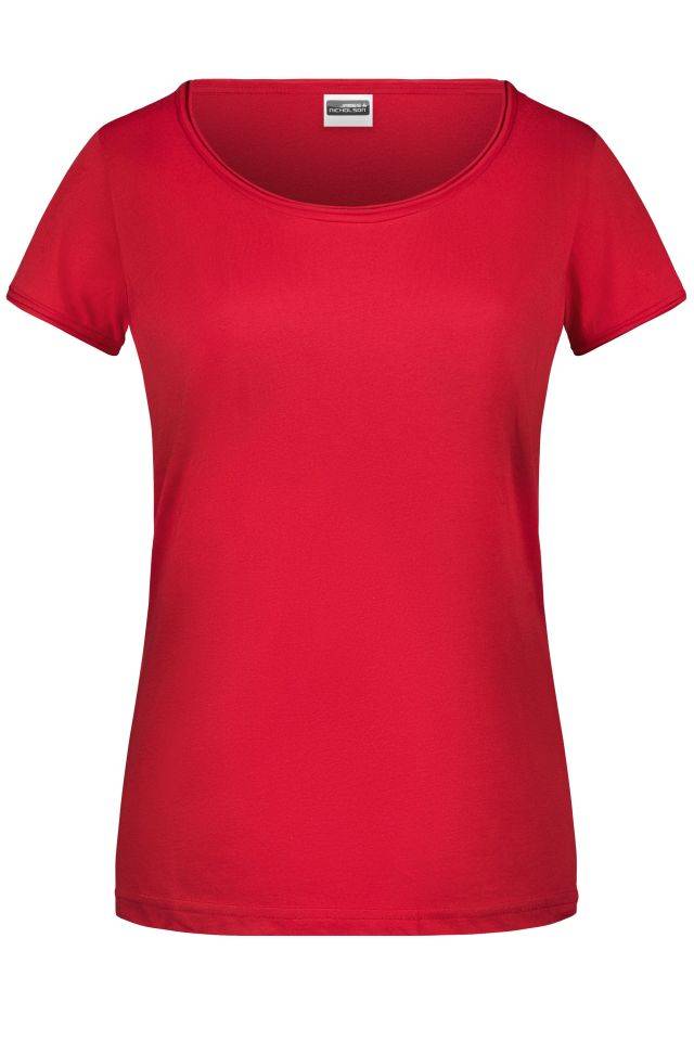 Ladies'-T T-Shirt mit trendigem Rollsaum rot, Gr. XS