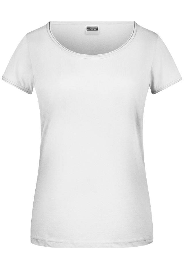 Ladies'-T T-Shirt mit trendigem Rollsaum weiß, Gr. M