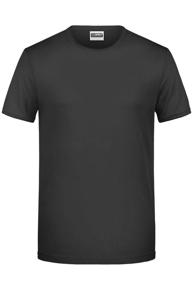 Men's-T T-Shirt mit trendigem Rollsaum schwarz, Gr. XXL