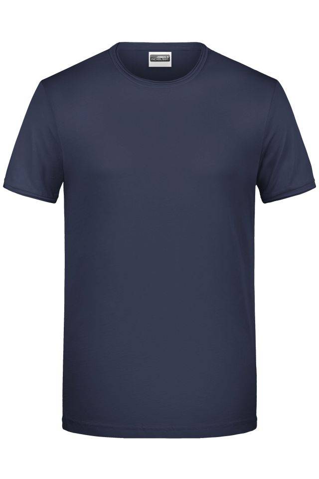 Men's-T T-Shirt mit trendigem Rollsaum blau, Gr. L