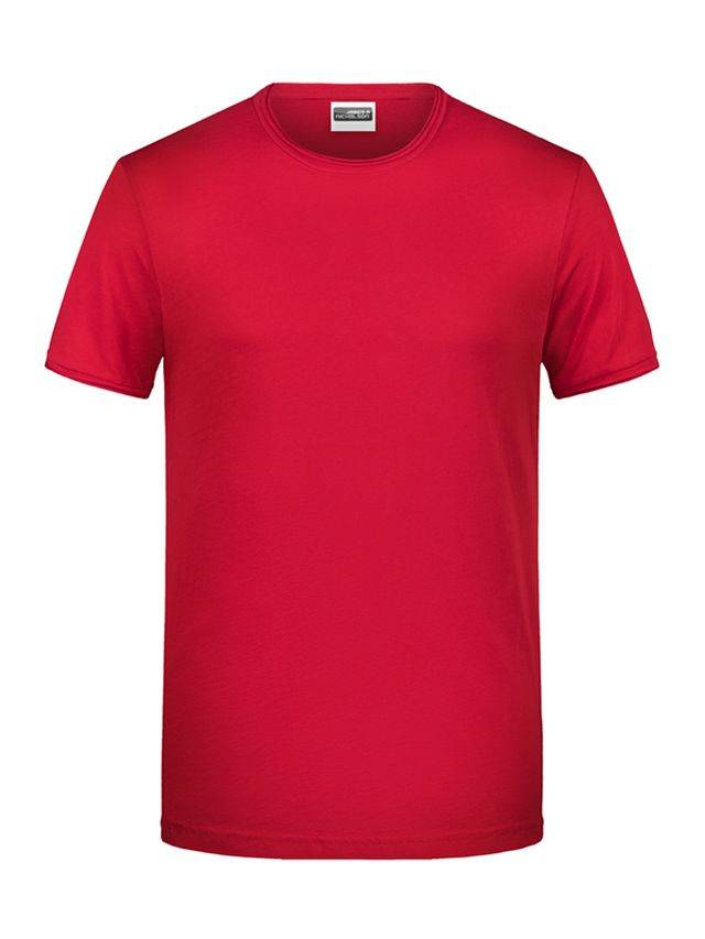 Men's-T T-Shirt mit trendigem Rollsaum rot, Gr. S