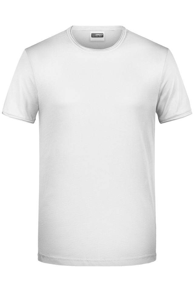 Men's-T T-Shirt mit trendigem Rollsaum weiß, Gr. 3XL