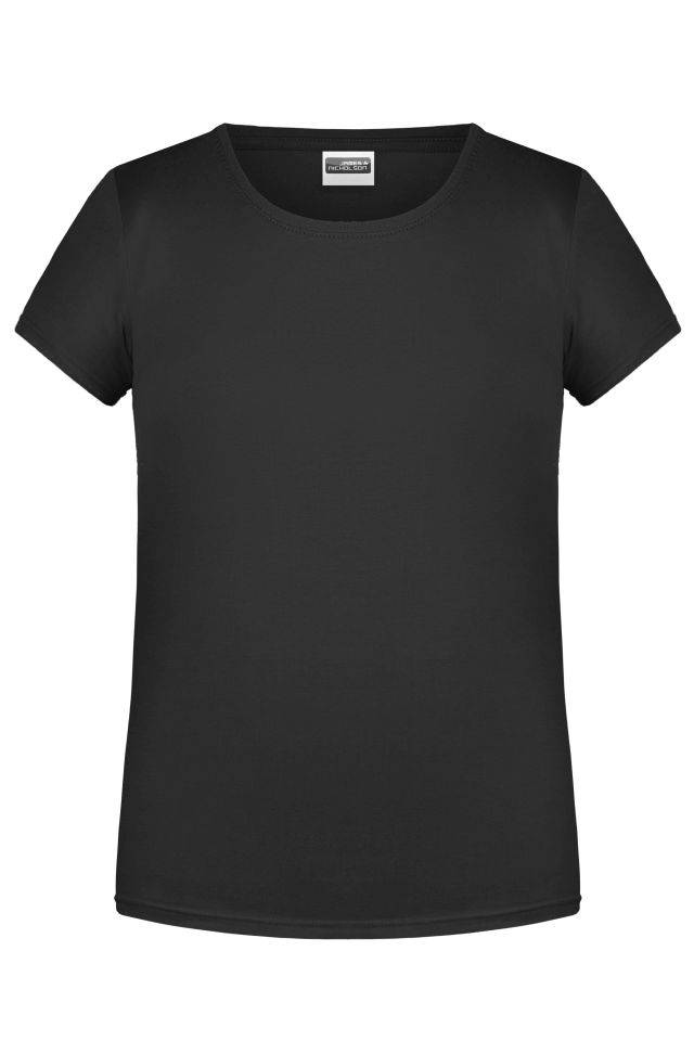 Girls' Basic-T T-Shirt für Kinder in klassischer Form schwarz, Gr. L