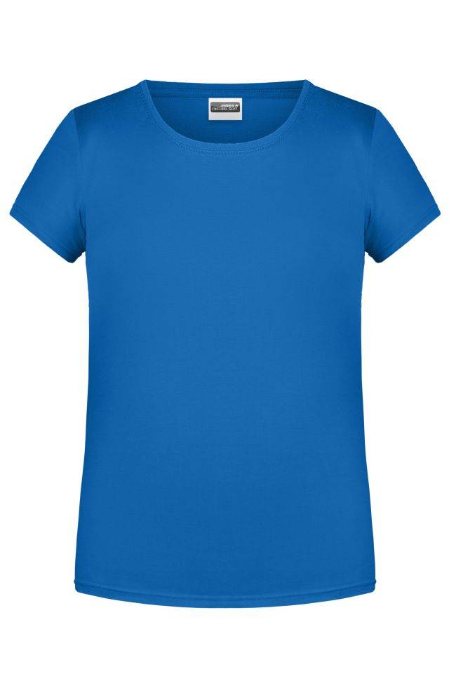 Girls' Basic-T T-Shirt für Kinder in klassischer Form blau, Gr. XS