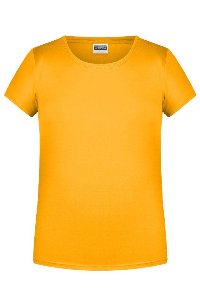 Girls' Basic-T T-Shirt für Kinder in klassischer Form gelb, Gr. XS