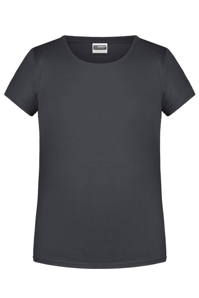 Girls' Basic-T T-Shirt für Kinder in klassischer Form grau, Gr. M