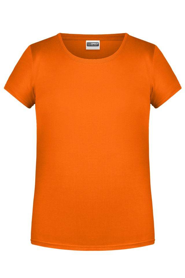 Girls' Basic-T T-Shirt für Kinder in klassischer Form orange, Gr. XL