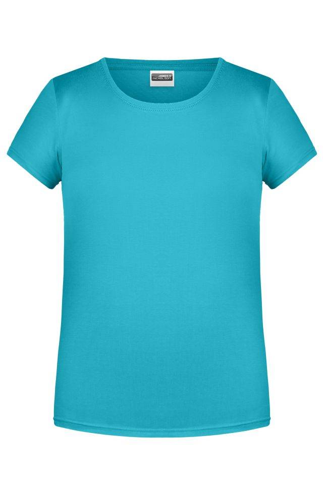 Girls' Basic-T T-Shirt für Kinder in klassischer Form blau, Gr. XXL