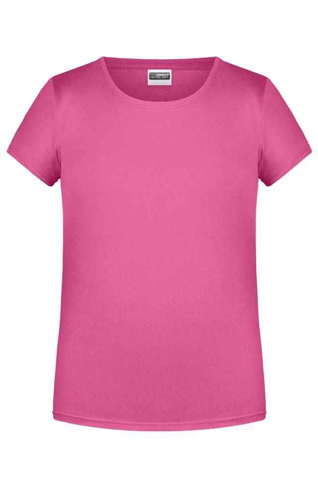 Girls' Basic-T T-Shirt für Kinder in klassischer Form pink, Gr. M