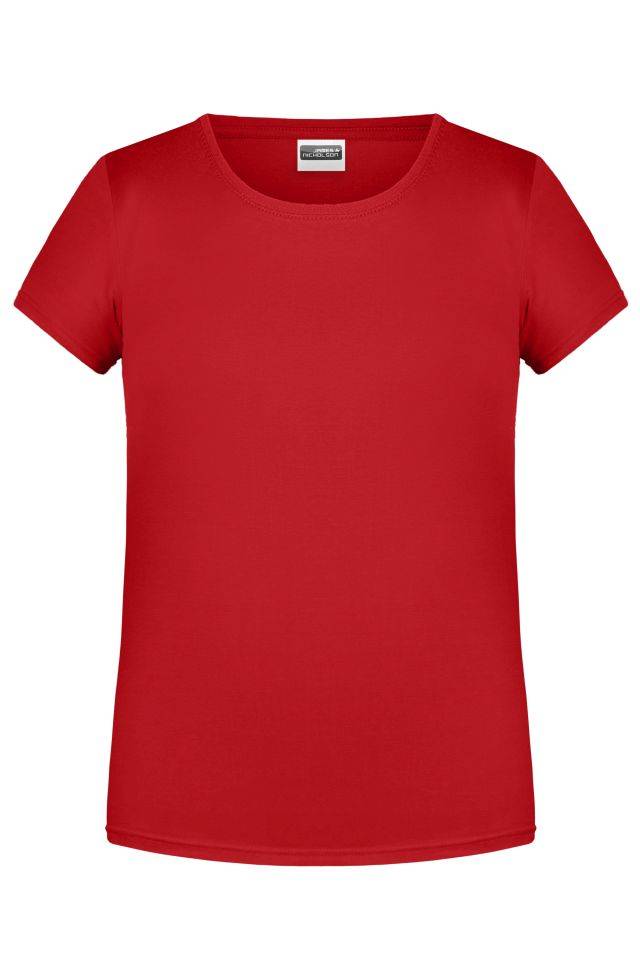 Girls' Basic-T T-Shirt für Kinder in klassischer Form rot, Gr. M