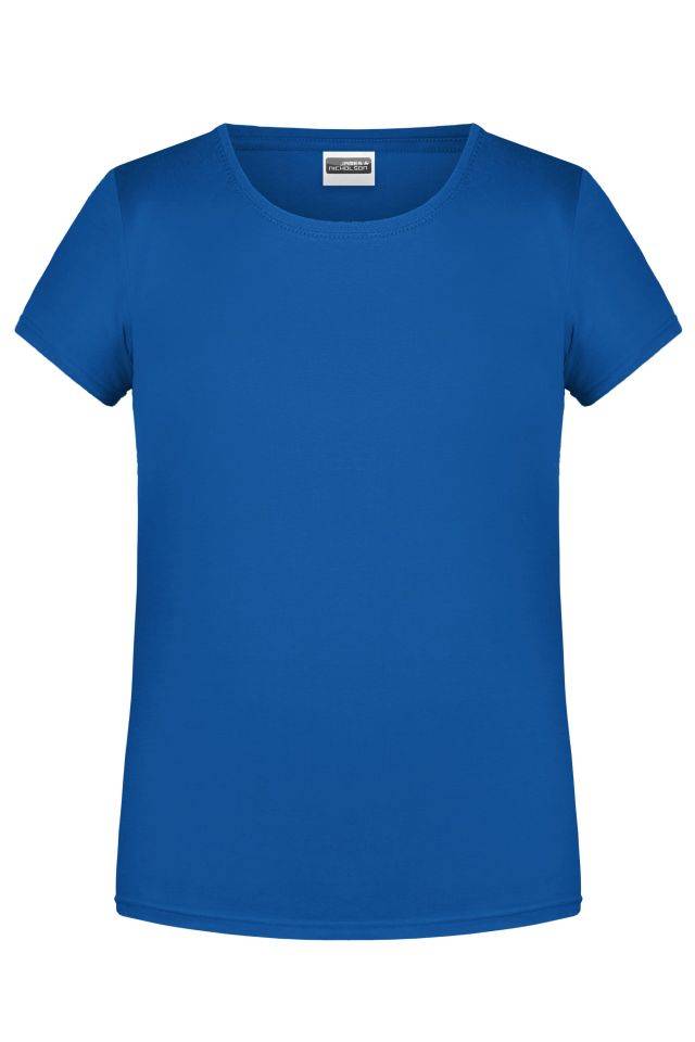 Girls' Basic-T T-Shirt für Kinder in klassischer Form blau, Gr. M