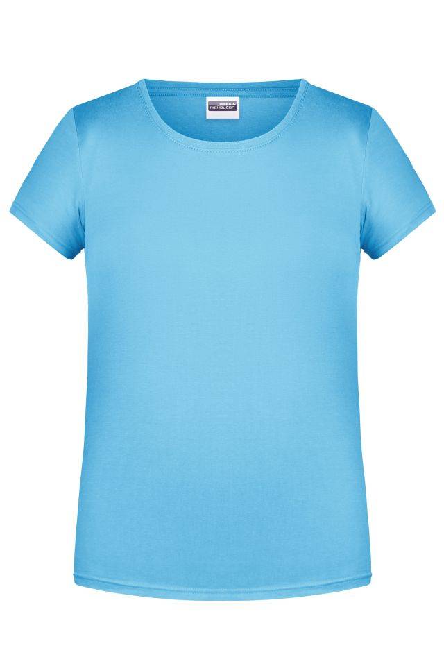 Girls' Basic-T T-Shirt für Kinder in klassischer Form blau, Gr. L