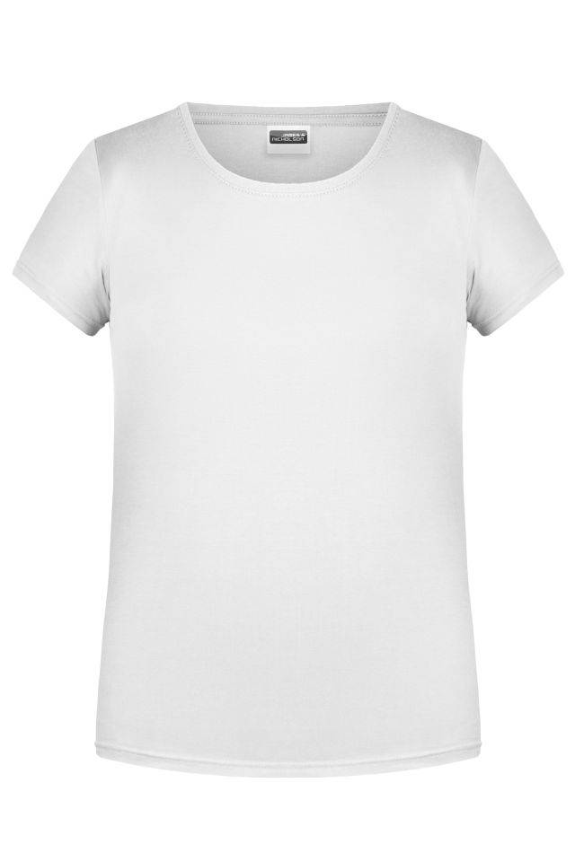 Girls' Basic-T T-Shirt für Kinder in klassischer Form weiß, Gr. L