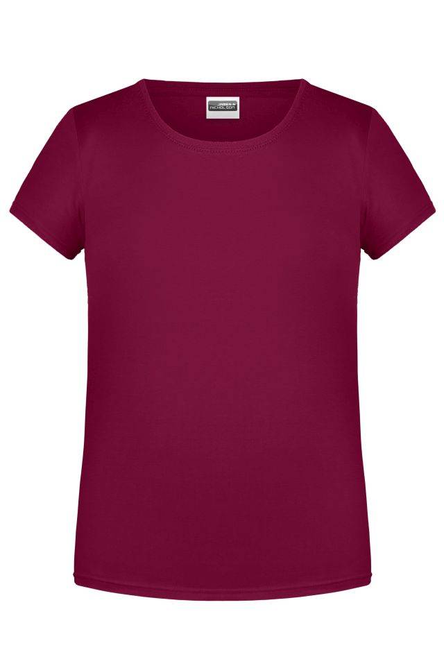 Girls' Basic-T T-Shirt für Kinder in klassischer Form rot/weinrot, Gr. XXL