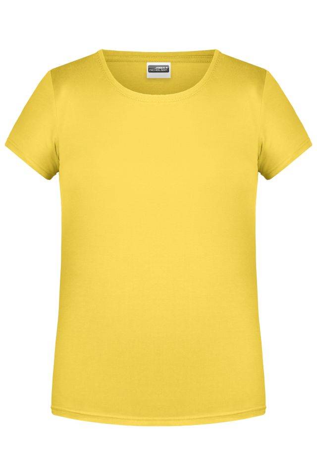 Girls' Basic-T T-Shirt für Kinder in klassischer Form gelb, Gr. L