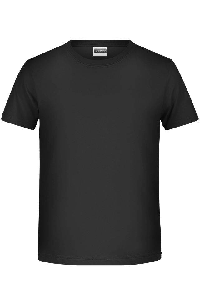Boys' Basic-T T-Shirt für Kinder in klassischer Form schwarz, Gr. S