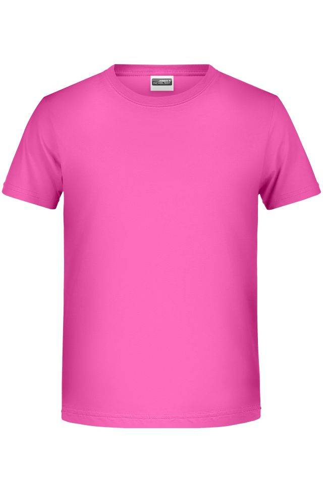 Boys' Basic-T T-Shirt für Kinder in klassischer Form pink, Gr. XXL