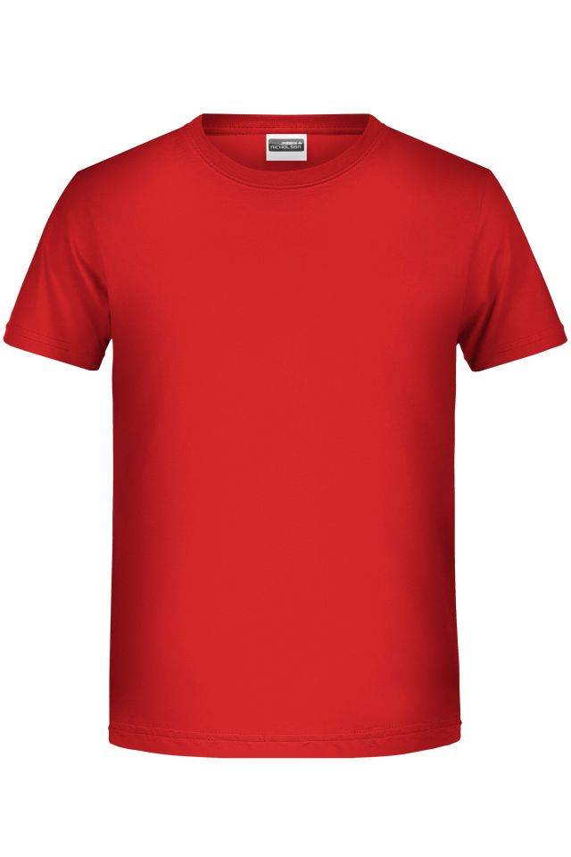 Boys' Basic-T T-Shirt für Kinder in klassischer Form rot, Gr. XXL