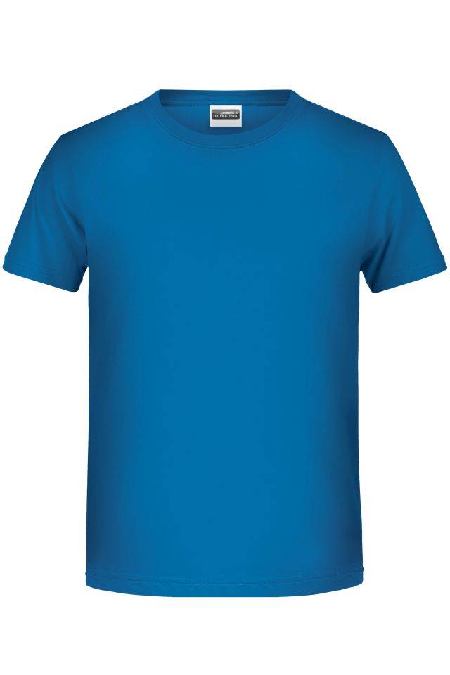 Boys' Basic-T T-Shirt für Kinder in klassischer Form blau, Gr. S