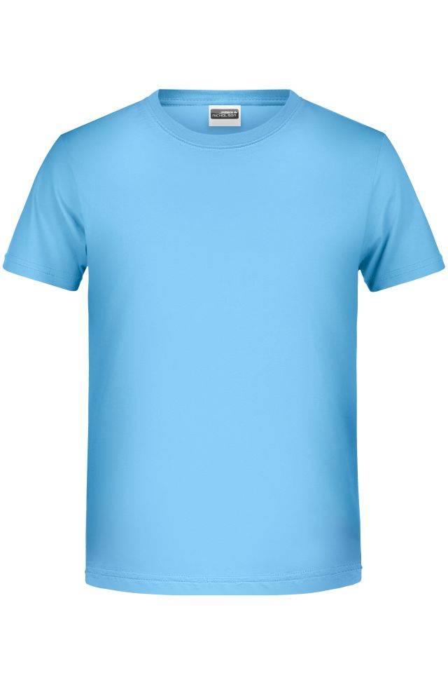Boys' Basic-T T-Shirt für Kinder in klassischer Form blau, Gr. M