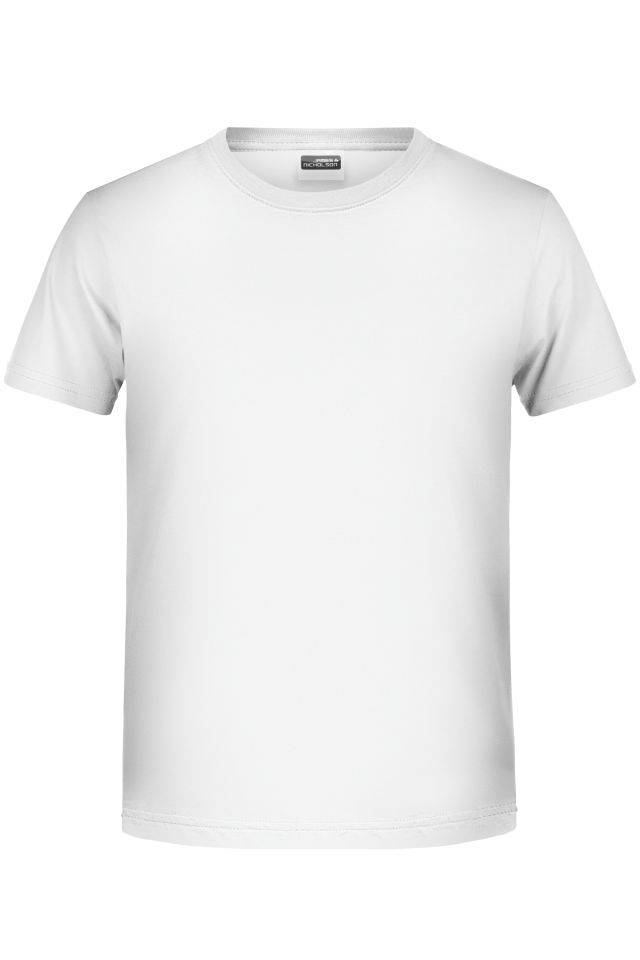 Boys' Basic-T T-Shirt für Kinder in klassischer Form weiß, Gr. S