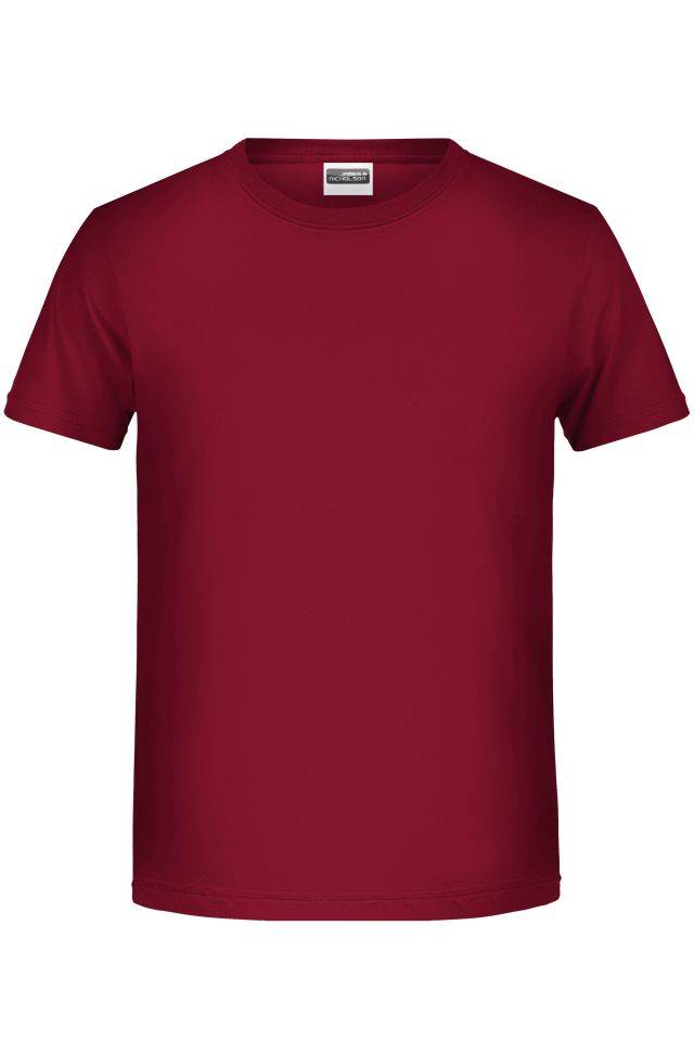 Boys' Basic-T T-Shirt für Kinder in klassischer Form rot/weinrot, Gr. XS