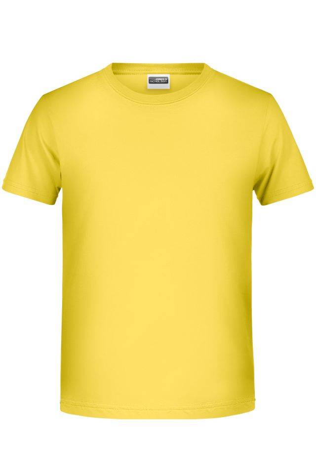 Boys' Basic-T T-Shirt für Kinder in klassischer Form gelb, Gr. M