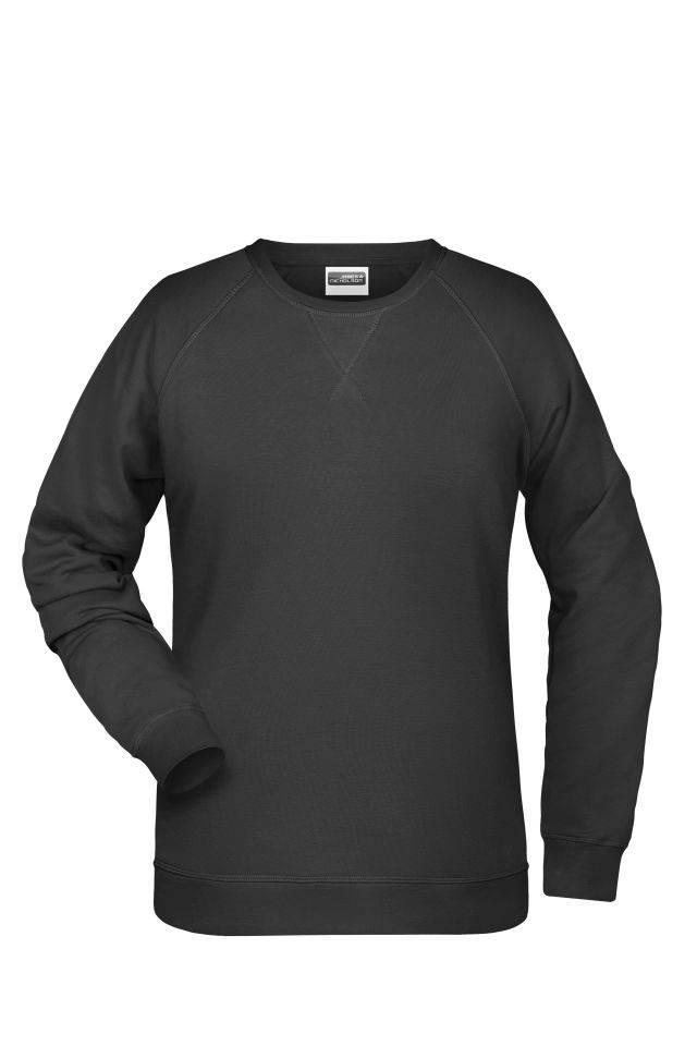 Ladies' Sweat Klassisches Sweatshirt mit Raglanärmeln schwarz, Gr. 3XL