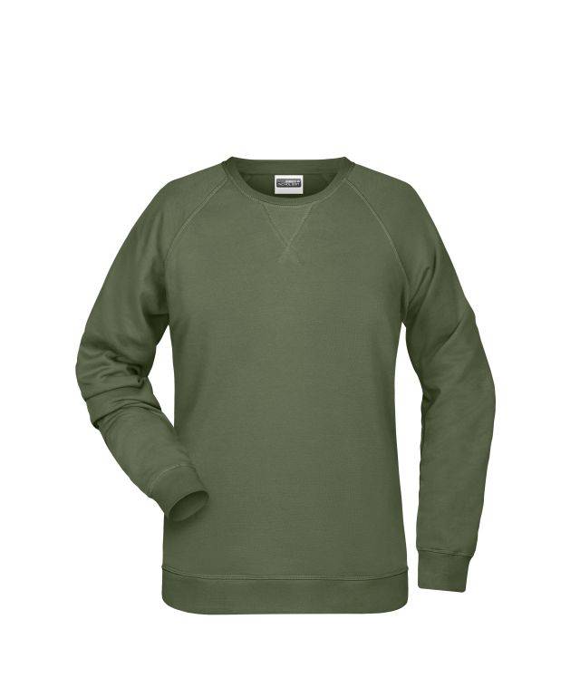 Ladies' Sweat Klassisches Sweatshirt mit Raglanärmeln braun/grün/oliv, Gr. XS