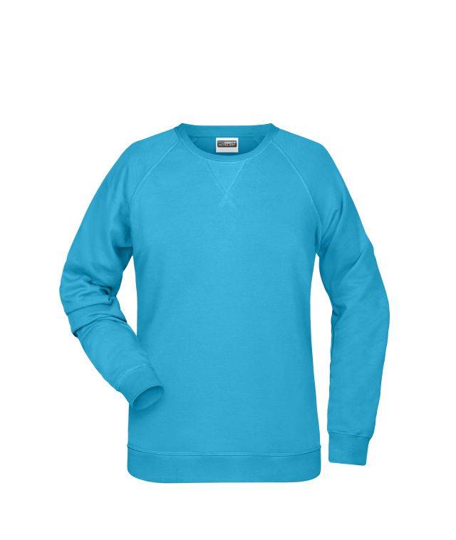 Ladies' Sweat Klassisches Sweatshirt mit Raglanärmeln blau, Gr. L