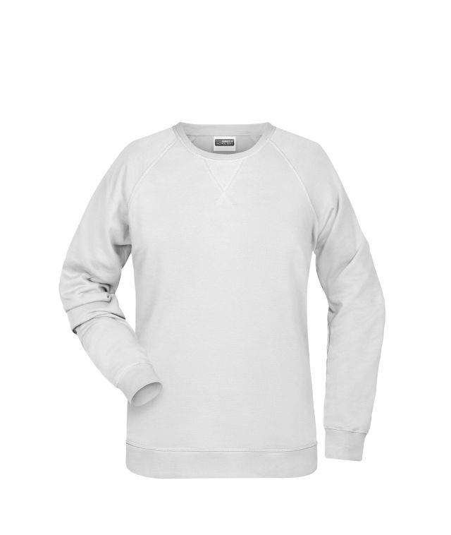Ladies' Sweat Klassisches Sweatshirt mit Raglanärmeln weiß, Gr. XS