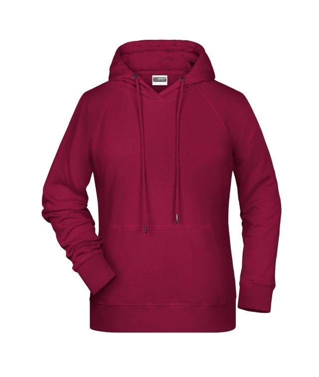 Ladies' Hoody Kapuzensweat mit Raglanärmeln rot/weinrot, Gr. XS