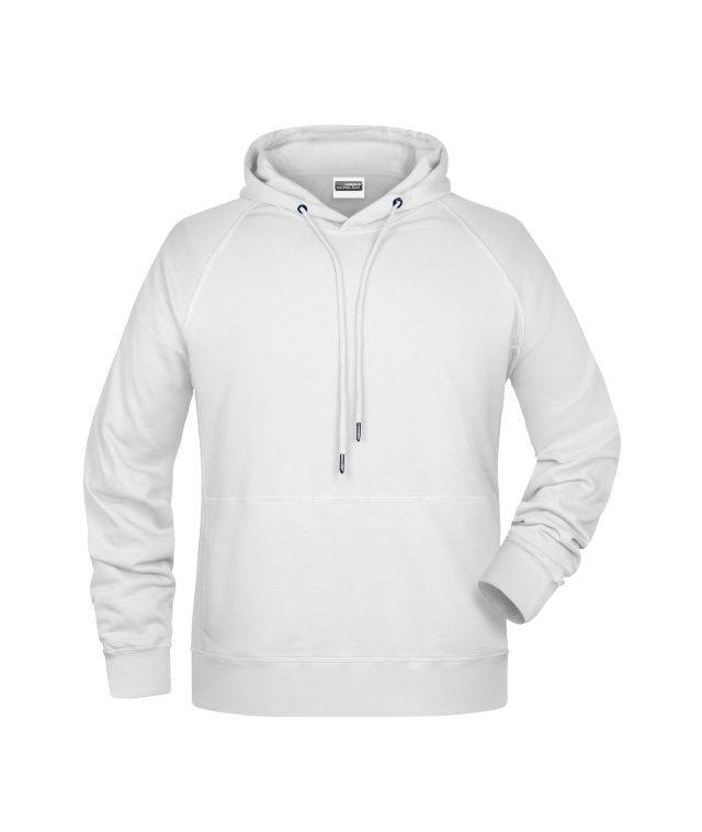 Men's Hoody Kapuzensweat mit Raglanärmeln weiß, Gr. L